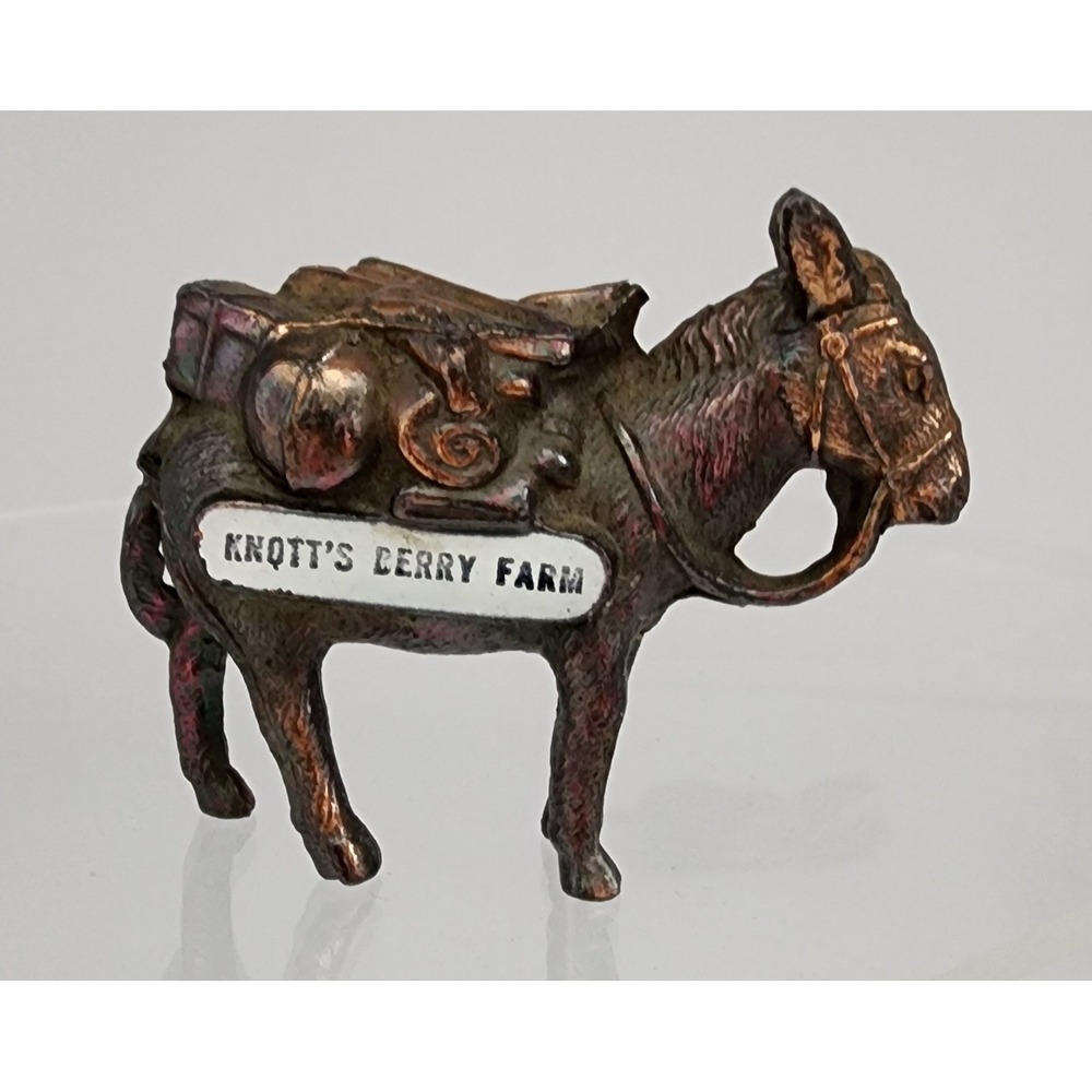 Knott's Berry Farm Pack Mule Figurine Vintage Bronze Metal Souvenir 2.5" Donkey